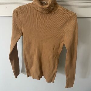 Lauren Ralph Lauren Women’s Tan Ribbed Turtleneck Sweater